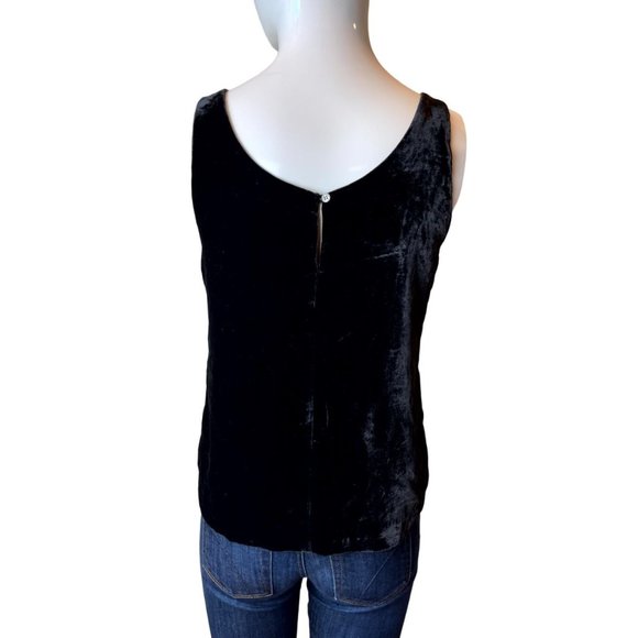 J. Crew Women's Velvet Tank Top Sleeveless Back Key Hole Scoop Neck Black Size 2 - Picture 3 of 7